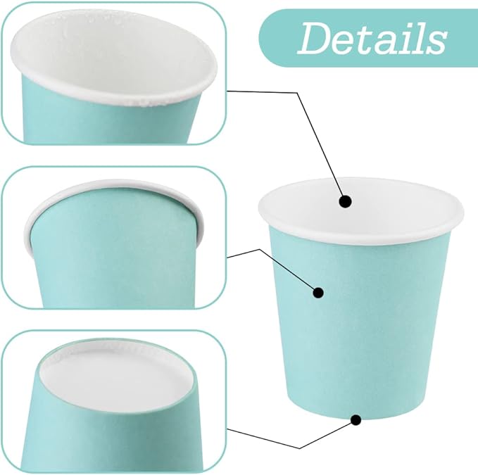 Wuadua 50 Pack 3 oz Blue Espresso Paper Cups - Sturdy and Leak-Proof for Parties, Events, Office, Home Use Disposable Mouthwash Cups - Ideal for Hot/Cold Drinks, Smooth Rim Design, Eco-Friendly