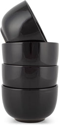 Elanze Designs Bistro Glossy Ceramic 4 inch Cute and Small Dessert Bowls Set of 4 - Perfect for Everyday uses from Snacks, Ice Cream, Candy and Treats, Black