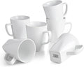 WishDeco White Coffee Mugs Set of 6, Ceramic Coffee Cups 14 oz, Modern Tea Mugs by WishDeco