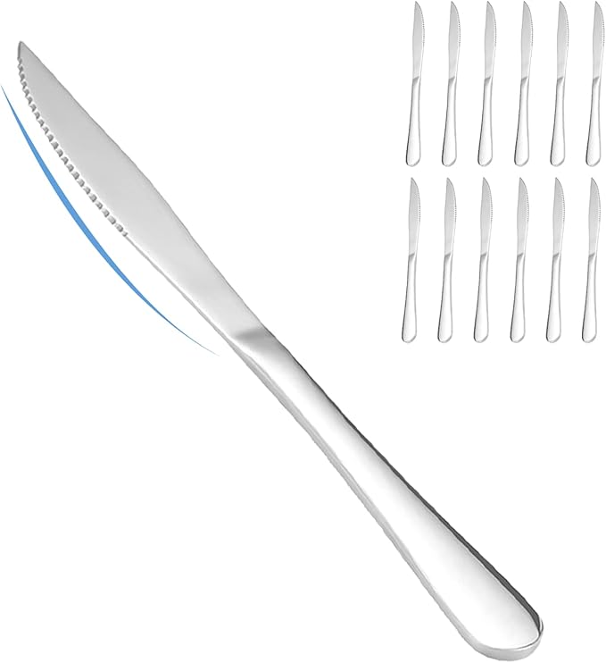 SANTUO 12-piece Dinner Knives, Serrated 18/10 Stainless Steel Steak Knife Set by SANTUO