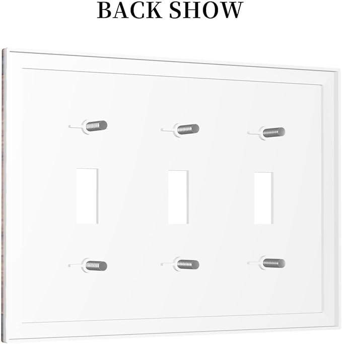 Light Switch Cover Rustic Farmhouse Barn Door Vintage Wood 3 Gang Wall Plate Triple Light Switch Plate Toggle Decorative Outlet Covers Electrical Switchplate for Bathroom Cabin Decor