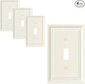 4-Pack Single Toggle Light Switch Cover Plate, Durable Natural Bamboo Fiber Decorative Switch Plate Covers, Light Almond 1 Gang Wall Plate, Corrosion Resistant