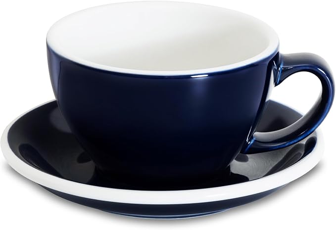 Loveramics Latte Art Mug with Saucer, 10 oz Ceramic Coffee cups with Round by LoveramicsUSA