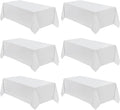 VidaFete Table Cloth 6 Pack 90 * 132inch Rectangle Tablecloth Polyester, Stain Wrinkle Resistant Polyester Dining Table Cover for Kitchen Dinning Party Wedding Rectangular Tabletop Decoration(White)