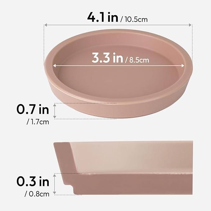 Carrotez Thick Silicone Coasters for Drinks, Round Bulky Cup Coasters for Coffee Table, Desk, Set of 2 - Pink Beige