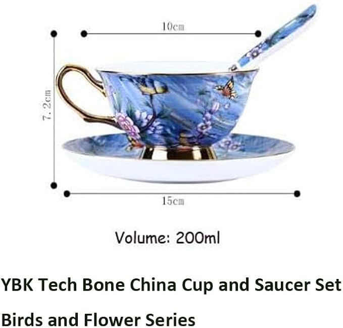 Bone China Cup& Saucer Set, 6.8oz- Birds& Trees - Image 2