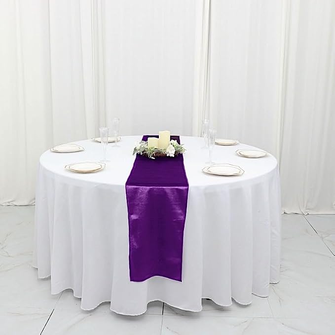 Balsa Circle 10 pcs 12x108-Inch Purple Premium Velvet Table Runners Wedding - Image 3