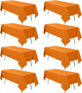 8 Pack Orange Tablecloth 60 x 102 Inch Rectangular Table Cloth for 6 Foot Rectangle Tables, Wrinkle Resistant Washable Rectangle Fabric Table Covers for Wedding Party Banquet Buffet and Camping