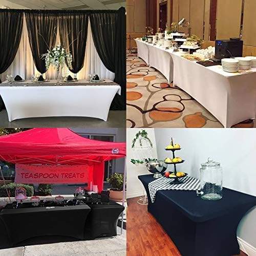 LZY Spandex Table Covers 6 Feet, Stretch/Fitted Table Covers for 6 Feet Folding Table, Rectangular Spandex Table Cloths for Wedding Party or Event (6FT-2PCS, Gold)