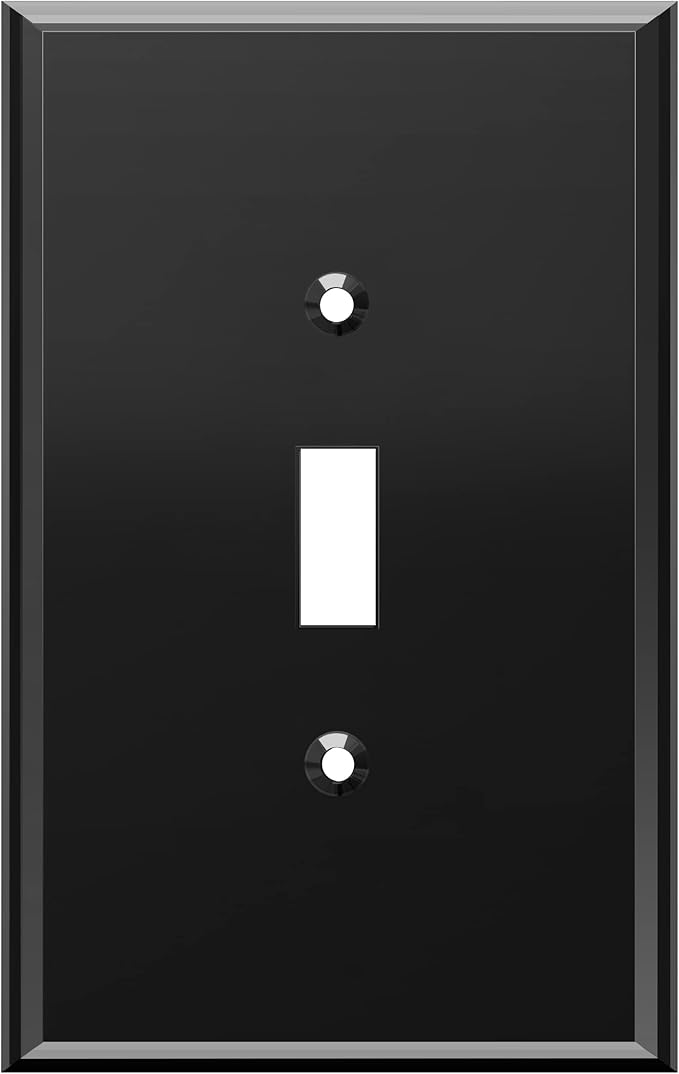 LIDER Toggle Switch Acrylic Wall Plate, Mirrored Light Switch Plate, Plexiglass Switch Cover, Mirror-like Reflective Finish, Modern Upgrade, Oversized 1-Gang 5.25" x 3.44", Black