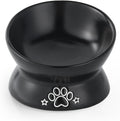LoeJan Elevated Cat Food Bowl, 5 Oz Ceramic Raised and Tilted Water Bowl, Anti Vomiting and Protect Pets' Spines Dishes for Small Dog, Fat Faced Cat, Kitten (Black Pattern, 1 Pack)