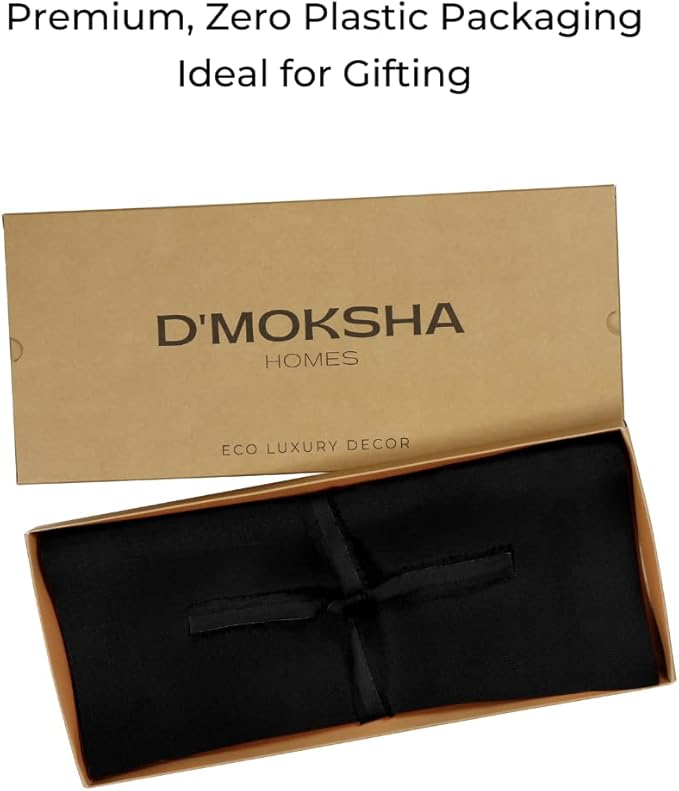 D'Moksha Homes Linen Black Table Runner 36 Inches - 100% Pure Linen Small Table Runner 14 x 36 Inch for Dresser, Coffee Tables, Spring, Easter - Machine Washable