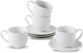 Hasense Porcelain Cappuccino Cups and Saucers Set of 4, Mugs Set by Hasense