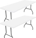 Spandex 4 Foot Rectangle Table Cloth 2 Pack, Elastic Fitted Tablecloths for Picnic, Stretch Washable Patio Table Cover for Outdoor, Camping, Banquet and Parties (White, 24"x48")