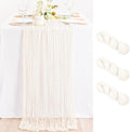 3 Pack Ivory White Cheesecloth Table Runner Rustic Gauze Centerpiece | by MLMC