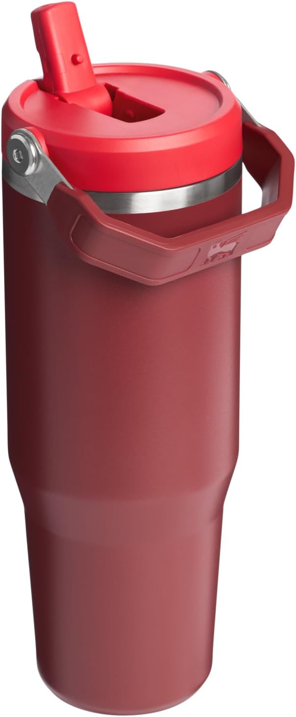 STANLEY IceFlow 2.0 Flip Straw Tumbler, 30 oz, Cranberry | Easy Carry Handle | - Image 3