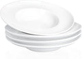 Pasta Plates with Rim 6.8 oz, Soup Bowl Pasta Bowl Set of 4, White Shallow Bowl Plate, Ceramic Wide Rimmed Soup Bowl, Best choice for high-end restaurants, hotels, and foodies, 9.2 Inch