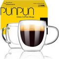 PunPun 8.5oz/250ml Espresso Cups, Double Wall Insulated Glass Cups by PunPun