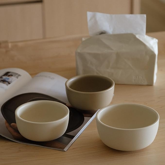 Classic Round Cereal Bowl Set of 4, Ceramic Soup Bowls, Breakfast Bowl - for Oatmeal, Rice, Dessert, Salad, 10 oz (Matte Crème)
