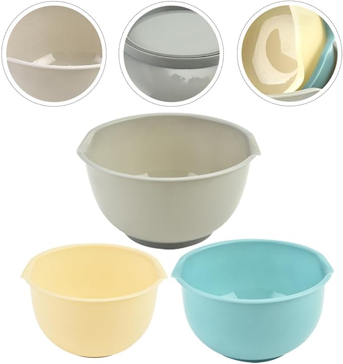 3pcs Stackable Mixing Bowls Set, Reusable Household Salad and Noodle Bowls, Sturdy Kitchen Serving and Food Prep Containers for Cooking and Meal Preparation Random Color