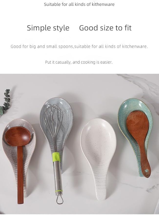 Spoon Rest for Stove Top, Ceramic Spoon Holder for Kitchen Counter, 9 Inches Spoon Holder Utensil Rest for Cooking Christmas Housewarming Wedding Gift, Blue Pitting