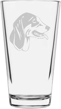 Chien Francais Blanc et Noir French White and Black Hound Custom Personalized Dog Themed Etched All Purpose 16oz Pint Glass