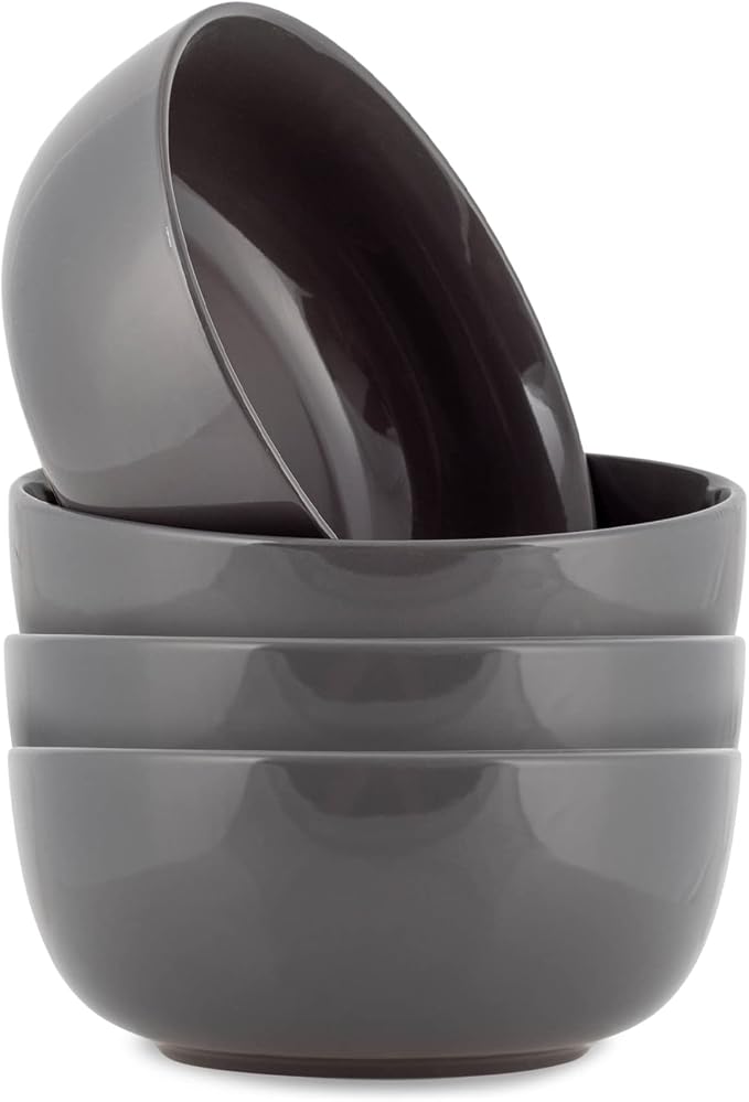 Elanze Designs Bistro Glossy Ceramic 7 inch Dinnerware Bowls Set of 4 by ElanzeDesigns