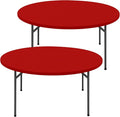 Round Spandex Christmas Tablecloth 2 Pack, Elastic Fitted Waterproof Tablecloths for 36"-44" Tables, Stretch Washable Picnic Table Cover for Camping, Dining, Indoor and Outdoor, Red