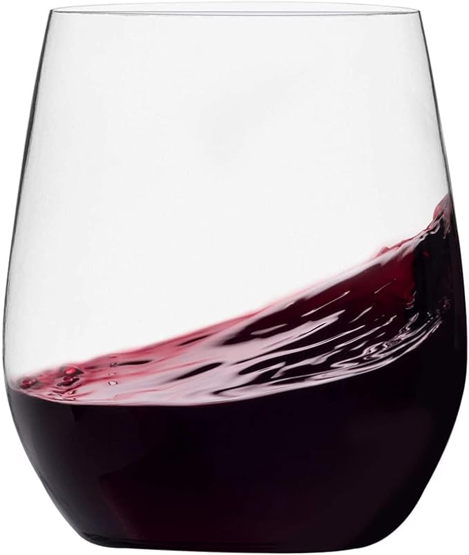 Munfix Disposable Plastic Wine Glasses, Stemless 12 oz Clear Shatterproof Cups by Munfix