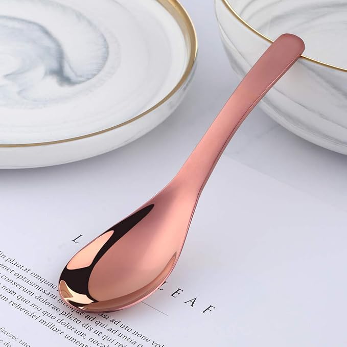 Thick Heavy Duty Soup Spoons, Stainless Steel Polished Asian Rice Table Spoon - Image 3