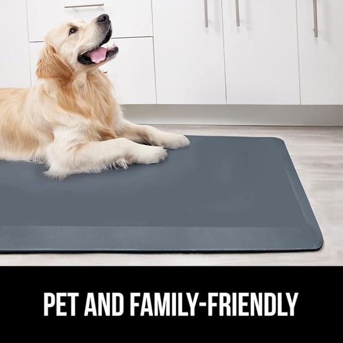 GORILLA GRIP Comfortable Cushioned Kitchen Mats for Floor, 48x20, Waterproof and Stain Resistant Soft Top, 3/4 Inch Thick Ergonomic Standing Desk Anti Fatigue Mat, Foam Supports Ankles, Feet, Charcoal