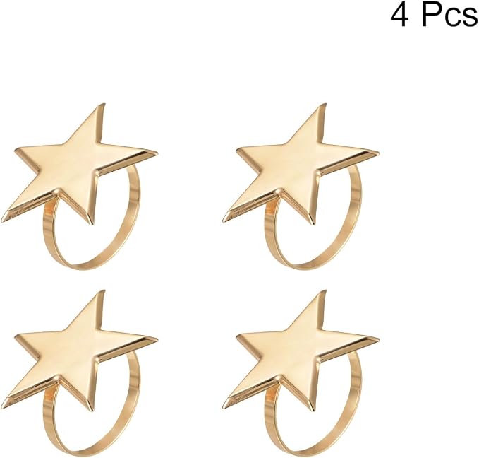 uxcell Metal Napkin Rings Set of 4, Star Napkin Ring Holder Buckle - Image 3