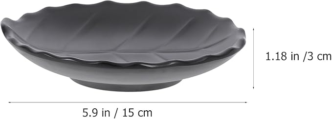 Decorative Leaf Pattern Appetizer Plate Black Small Dessert Dish Kitchen Fruit Salad Plate for Household Tableware and Side Dishes
