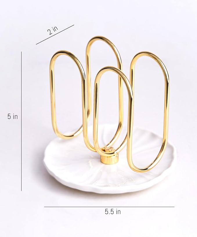 VROOMIUM Napkin Holder for Table, Ceramic Base Effortless Cleaning, 1 lb Weight, Gold Napkin Holders for Paper Napkins, Servilleteros para Mesas