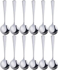 Broth Round Spoon Set, 12 Piece Reusable Stainless Steel Dinner Table Cereal by BISDARUN