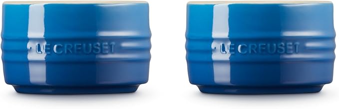 Le Creuset Stoneware Round Ramekin Straight Wall Set of 2, 7 oz. Each, Marseille