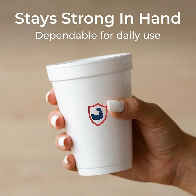16 OZ Foam Cups With Lids for Hot & Cold Drinks, USA-Made 50-Pack.Ideal - Image 6