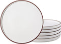 LERATIO Ceramic Plates,8.0 Inch Flat Salad Plates Set of 6,High Edge Modern plates for Kitchen,Microwave & Dishwasher & Oven Safe, Scratch Resistant Dishes Set-Matte White with Rim