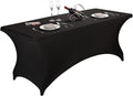 LZY Spandex Fitted Stretch Table Cover for 6 ft or 4ft or 8ft Folding Table, Rectangular Cocktail Tablecloth, Perfect for Party or Banquet (6FT Black)