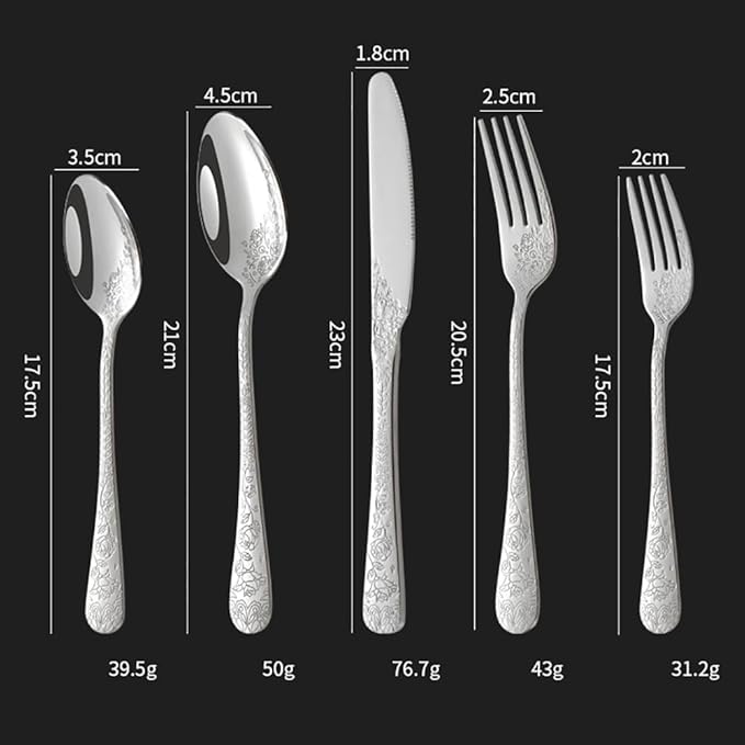 60-piece flowers TWEE Silverware Set for 12, Palace Style Stainless Steel Flatware Cutlery Serving Utensils, Eating Tableware for Home Kitchen Hotel Restaurant, Mirror Polished