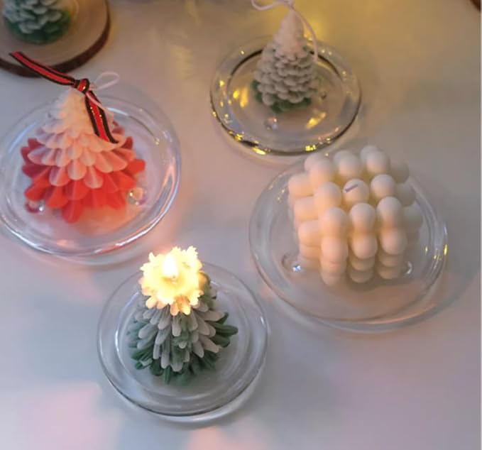 Glass Candle Holder Clear Beautiful Transparent Round Candle Plate - Image 5