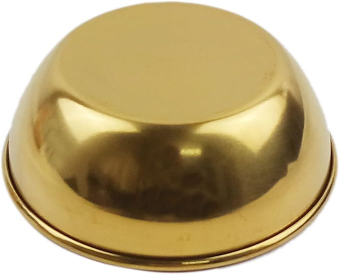 8Pcs Mini Stainless Steel Dipping Sauce Dishes, Round Seasoning Dishes, Sushi Dipping Bowl, Appetizer Plates, Gold 3.27"x3.27"x1.14"