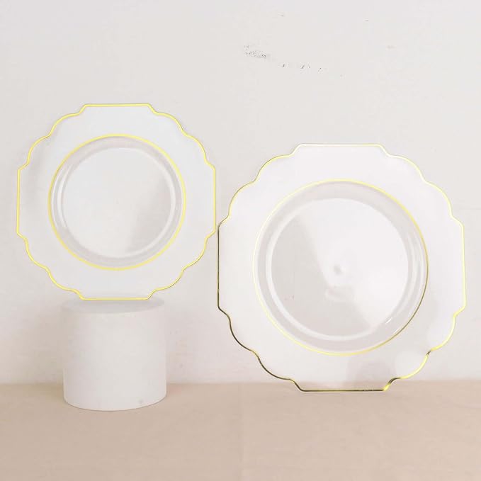 Clear Hard Plastic Dessert Plates, 50 Pack 8" Disposable Round Baroque Plates - Image 5