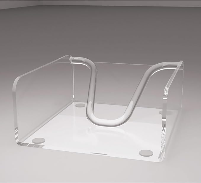 Clear Acrylic Gravity-Fed Napkin Holder with Weighted Arm, 6.5x6.5 Inch - SET OF 2, Keeps Napkins in Place for Home & Commercial Use