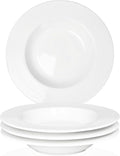 Soup bowl rim Plate Set of 4, 9.1 inch Ceramic Rimmed Pasta Plates, by Dingdaer