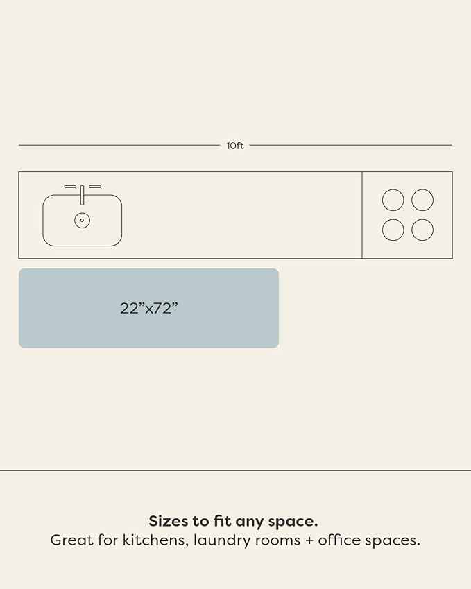 House of Noa Nama Standing Mat – Anti-Fatigue Cushioned Kitchen Mats for Floor | Ergonomic Bounce-Back Foam Kitchen Mats | Anti-Fatigue Mats for Kitchen & Standing | Aspen Reed | 22"x72"