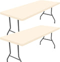 Spandex 5 Foot Rectangle Table Cloth 2 Pack, Elastic Fitted Tablecloths for Picnic, Stretch Washable Patio Table Cover for Outdoor, Camping, Banquet and Parties (Champagne, 36"x60")