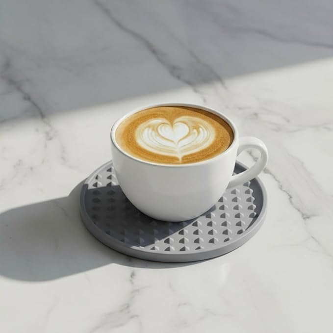 Set of 12 Silicone Coasters, 4'' Drink Coaster with Holder, Round Coasters for Drinks Beer Coffee Home Office Bar Desk Tabletop Protection, Non-Slip Rubber Coaster (Grey, 12 Pcs-Plastic Holder)