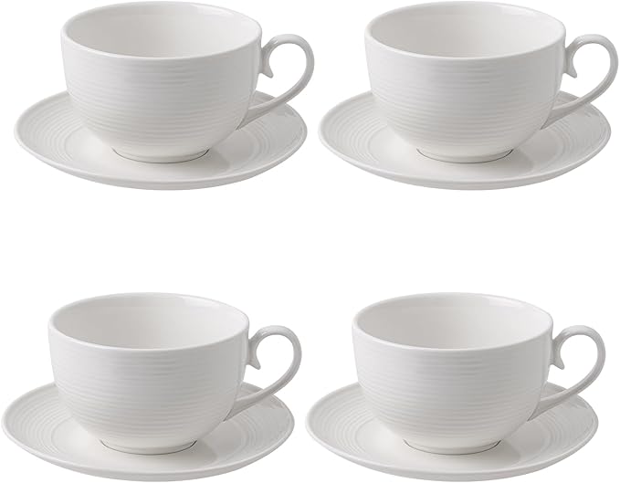 12 oz Cappuccino Cups with Saucers, Ceramic Espresso Coffee Cups Set of 4 by FEENMAICeramicHome