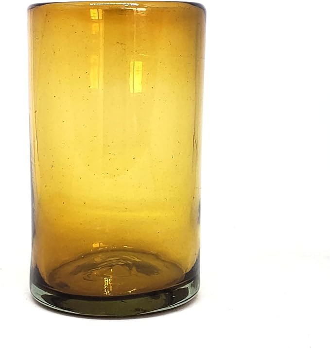 Solid Amber 14 oz Drinking Glasses, Recycled Glass, Toxin-Free - Image 3